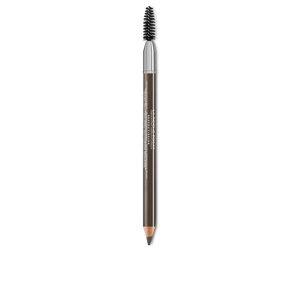 Slim brown eyebrow pencil with integrated spoolie, 1.3 g, water‑resistant