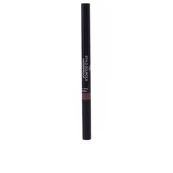 Chanel Slim black retractable eyebrow pencil with brown color band, white printed text, twist-up design