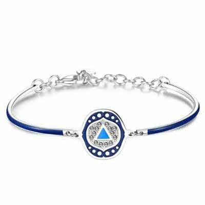 Serene Blue Enamel and Crystal Elegance Bracelet