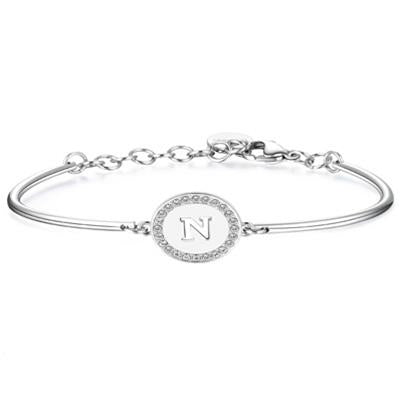 Oval Elegance Crystal-Embellished Silver Bracelet