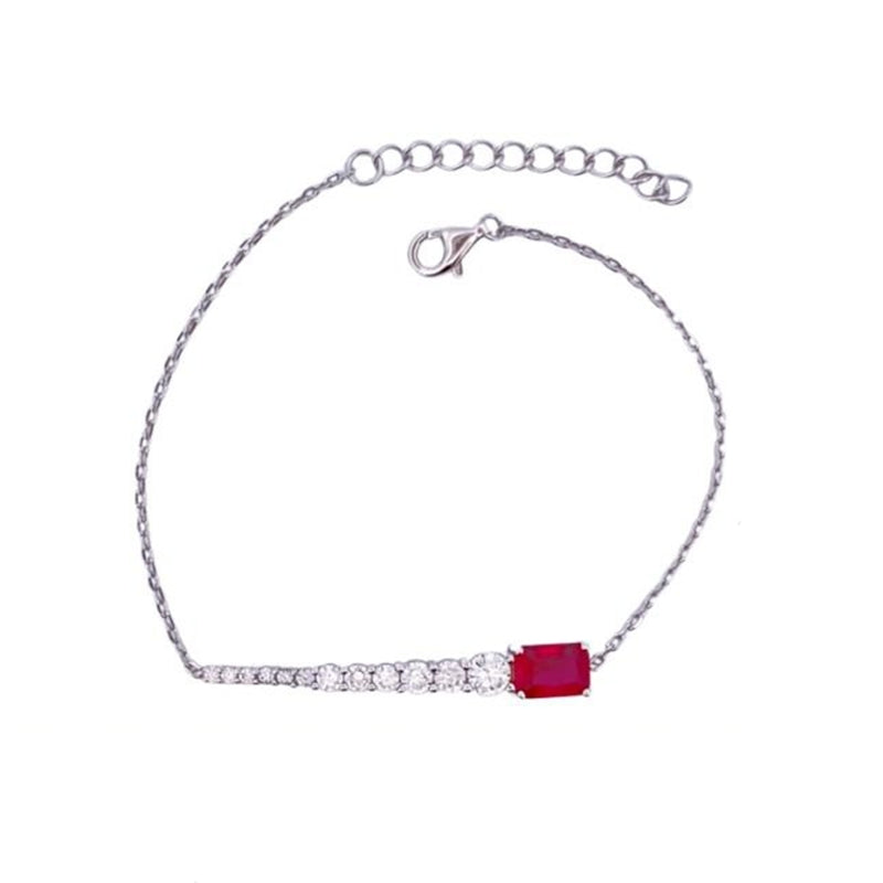 Radiant Harmony Chain Bracelet with Red Gemstone Accent