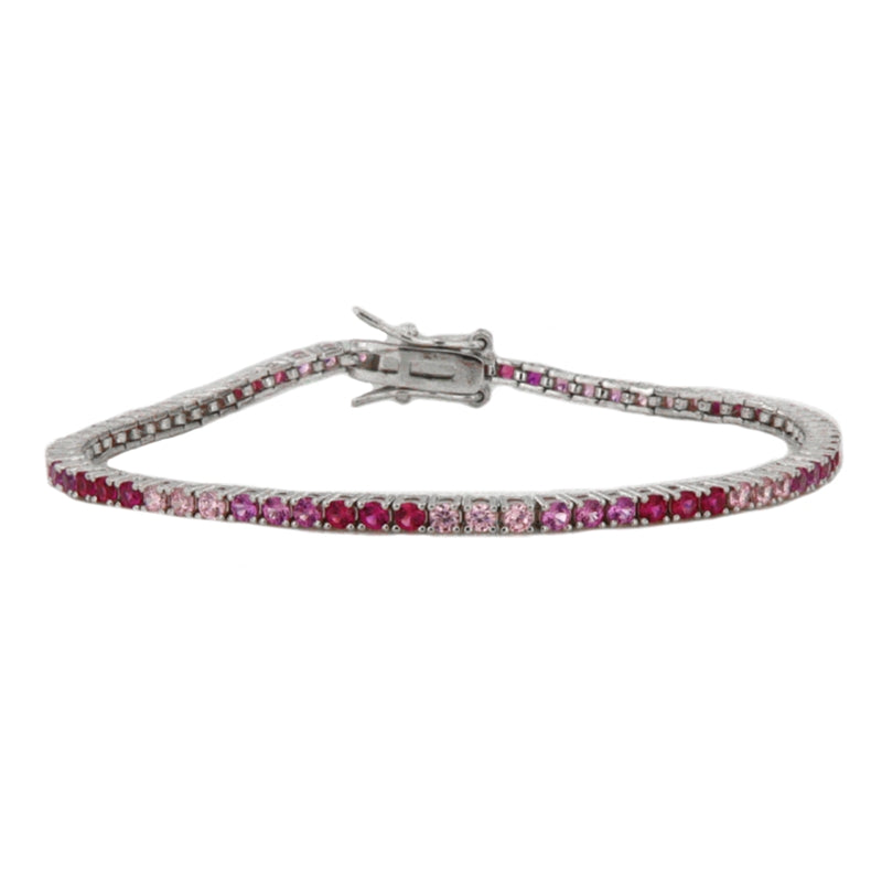 Radiant Ruby and Pink Sapphire Tennis Bracelet