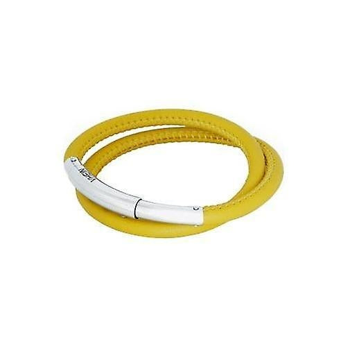 Modern Minimalist Yellow and Silver Leather Bracelet