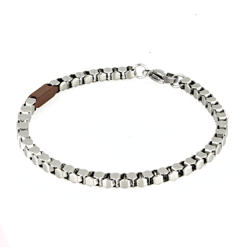 Modern Harmony Wood and Silver Bracelet