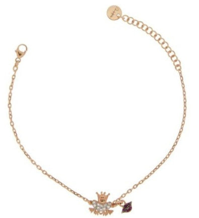 Rose Gold Charm Bracelet with Crystal and Purple Accents