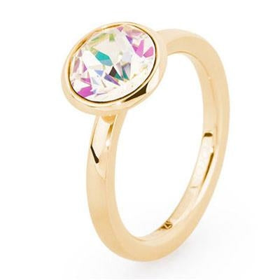 Radiant Solitaire Crystal Ring in Yellow Gold