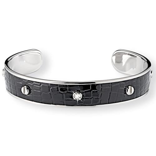 Modern Elegance Crocodile-Texture Leather Cuff