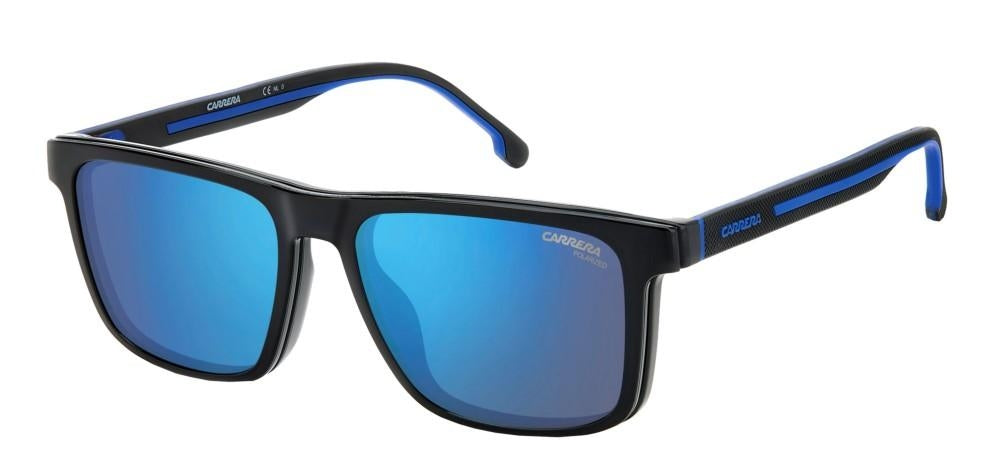 Striking Black Frame with Blue Mirrored Accents