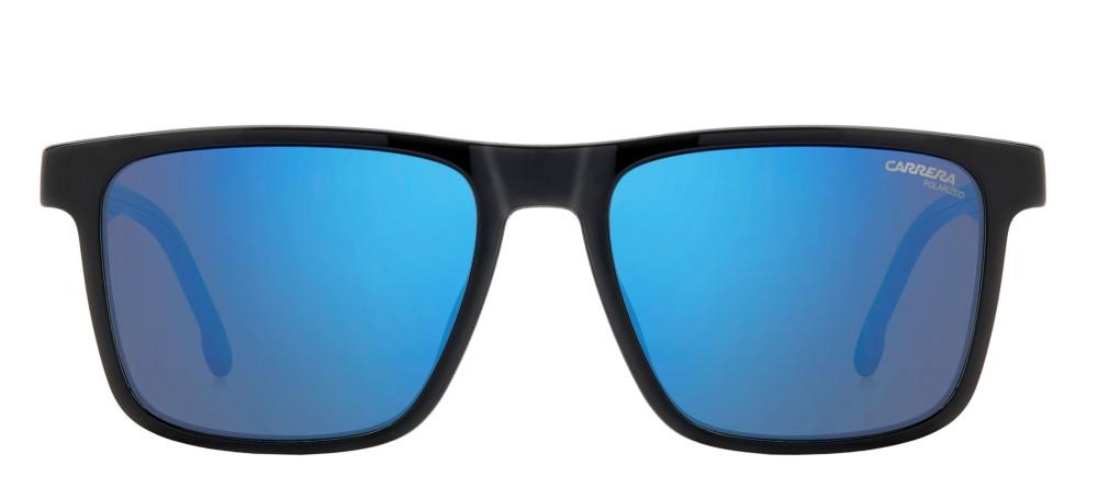 Striking Black Frame with Blue Mirrored Accents