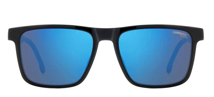 Striking Black Frame with Blue Mirrored Accents