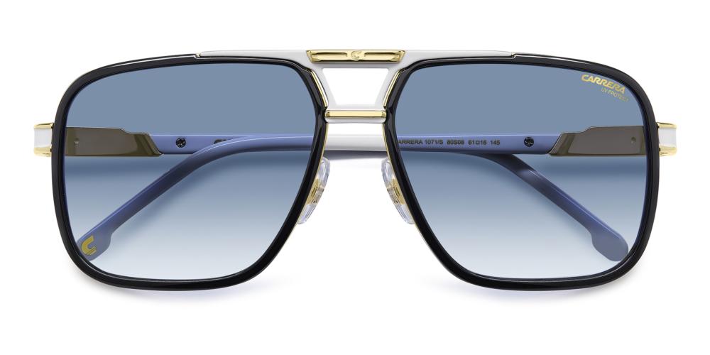 Timeless Aviator in Gold and Black with Blue Gradient Lens