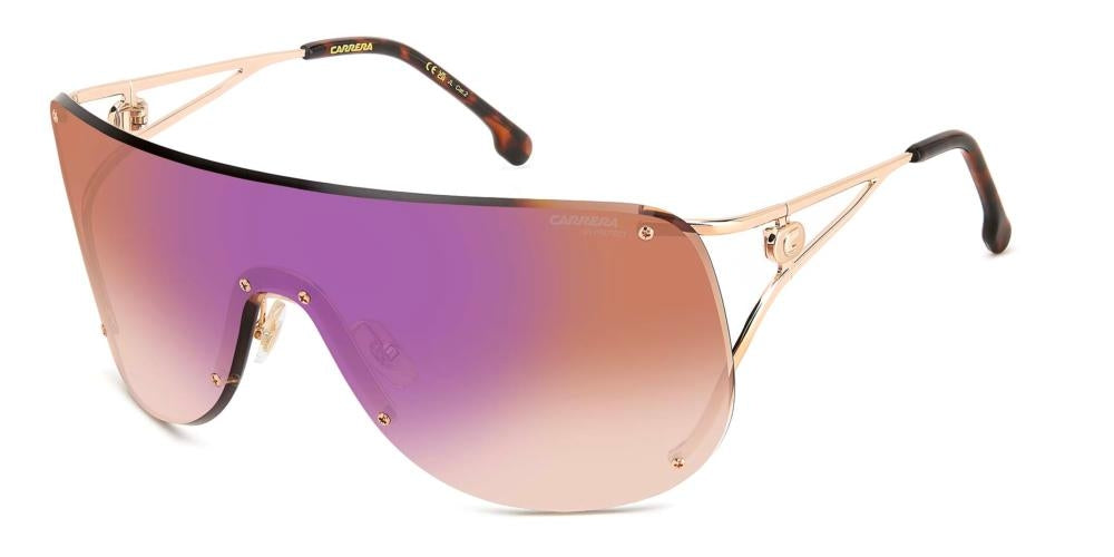 Rose Gold Gradient Shield Sunglasses with Tortoiseshell Tips