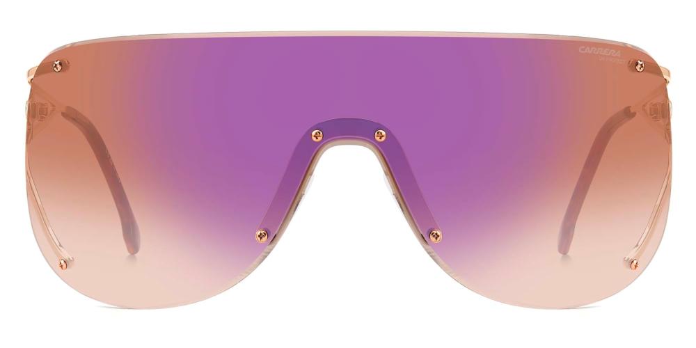 Rose Gold Gradient Shield Sunglasses with Tortoiseshell Tips