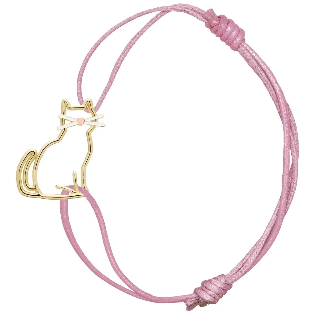 Delicate Pink Cord Bracelet with Gold-Tone Elegance