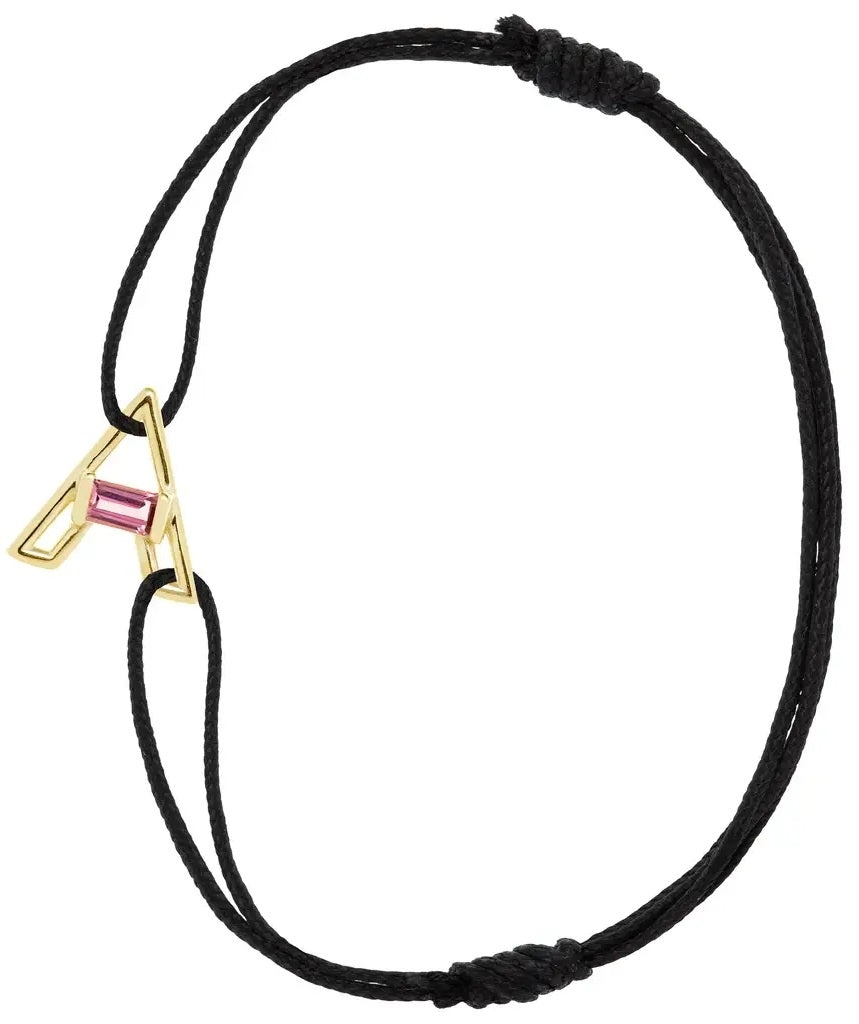 Braided Elegance Adjustable Cord Bracelet with Pink Crystal