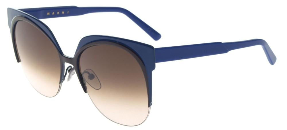 Navy Blue Cat-Eye Sunglasses with Brown Gradient Lenses