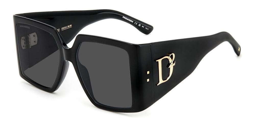Sleek Black Acetate Sunglasses with Gold Accents