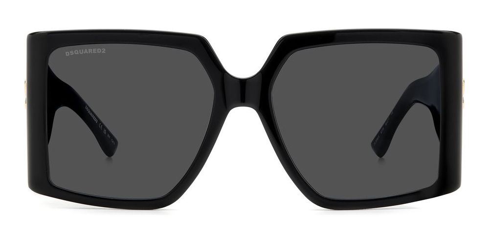 Sleek Black Acetate Sunglasses with Gold Accents