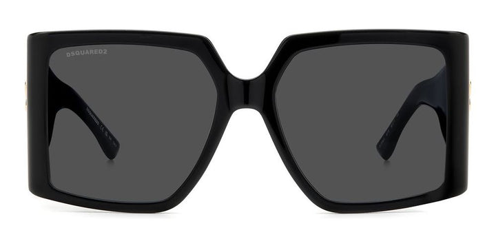 Sleek Black Acetate Sunglasses with Gold Accents