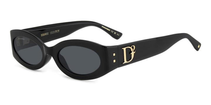 Sleek Black Acetate Sunglasses with Gold Accents