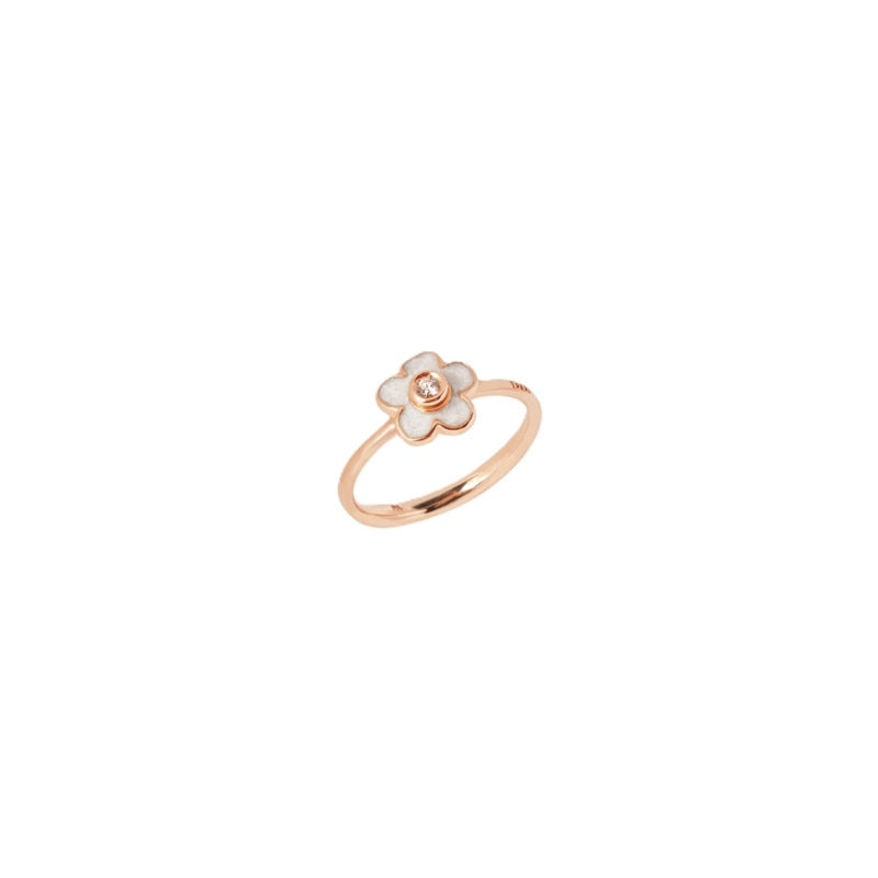Dodo Rose Gold Diamond Enamel Ring