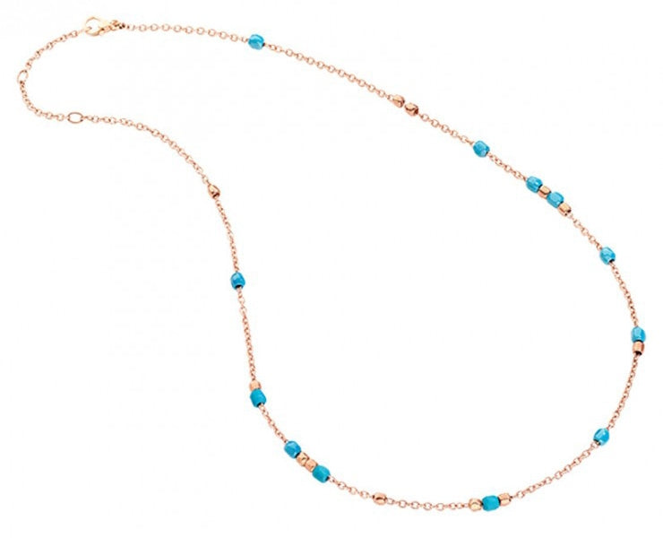 Serene Blue Beaded Rose Gold Necklace