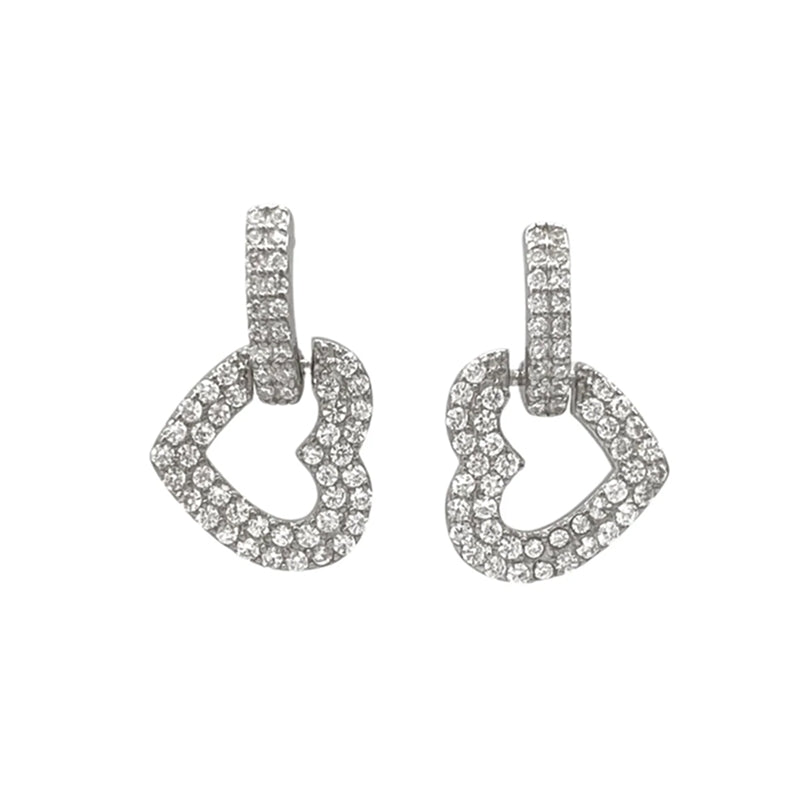 Radiant Heart-Shaped Hoop Earrings with Crystal Sparkle