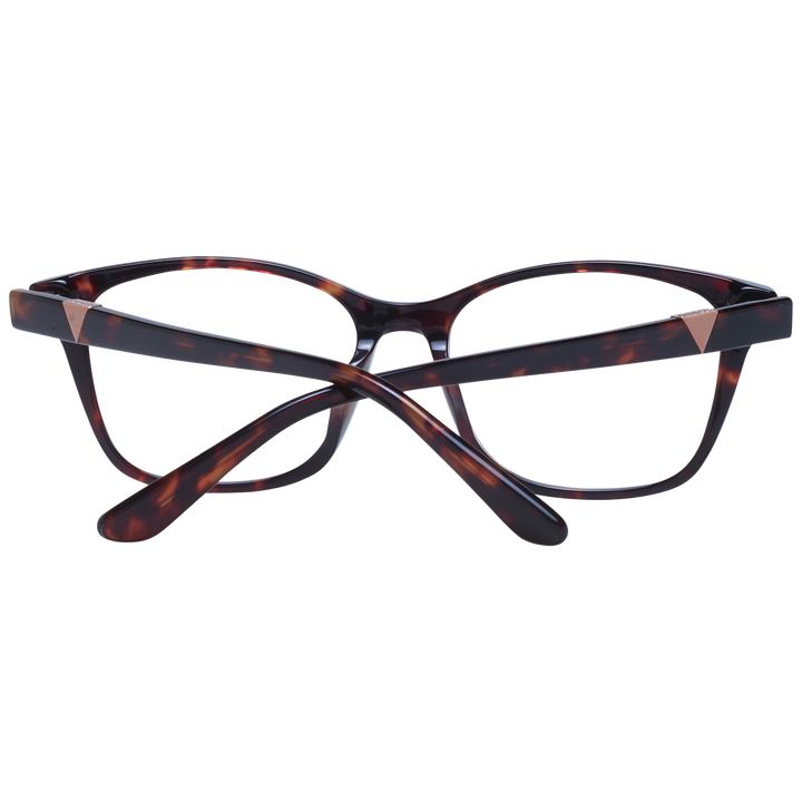 Tortoiseshell square eyeglasses for Women in brown and black plastic with metal triangle temple detail