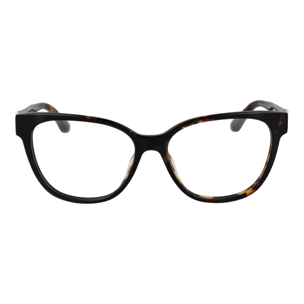 Tortoiseshell cat-eye eyeglasses for Women in black and brown tones with gold temple embellishments on a neutral background.