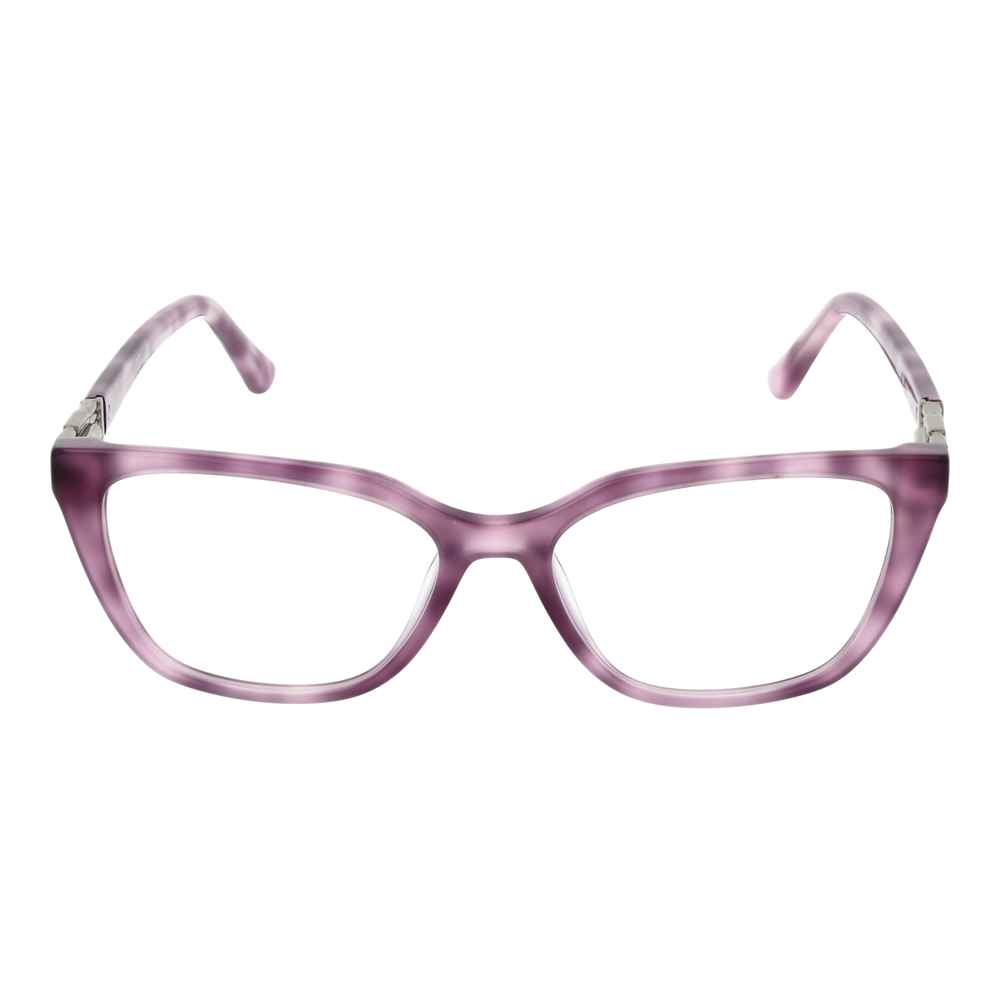 Purple rectangular eyeglasses in plastic frame with metal hinge and 'G' emblem, modern style for Women