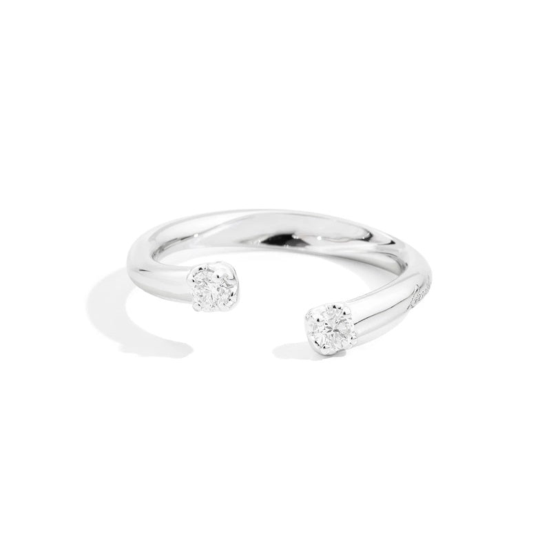 Recarlo Minimalist Open Silver Diamond Ring