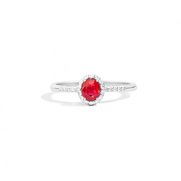 Recarlo Silver Ring with Red Gemstone