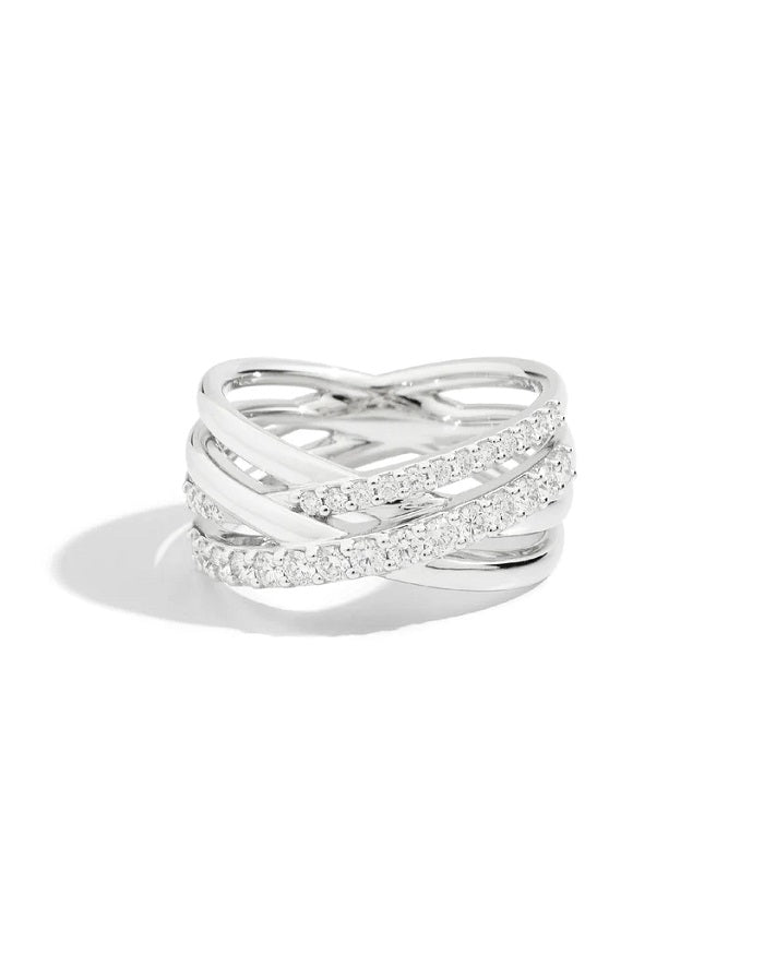 Recarlo Clear Diamond Silver Ring