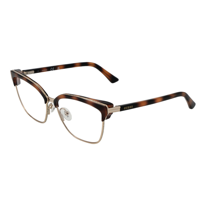 Tortoiseshell cat-eye eyeglasses for Women in brown and gold metal-plastic frame, angled view