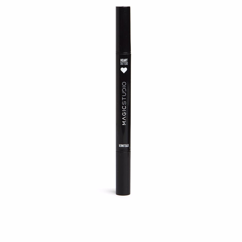 Dual‑ended fine‑tip black liquid eyeliner with four shape stamp, 2 g