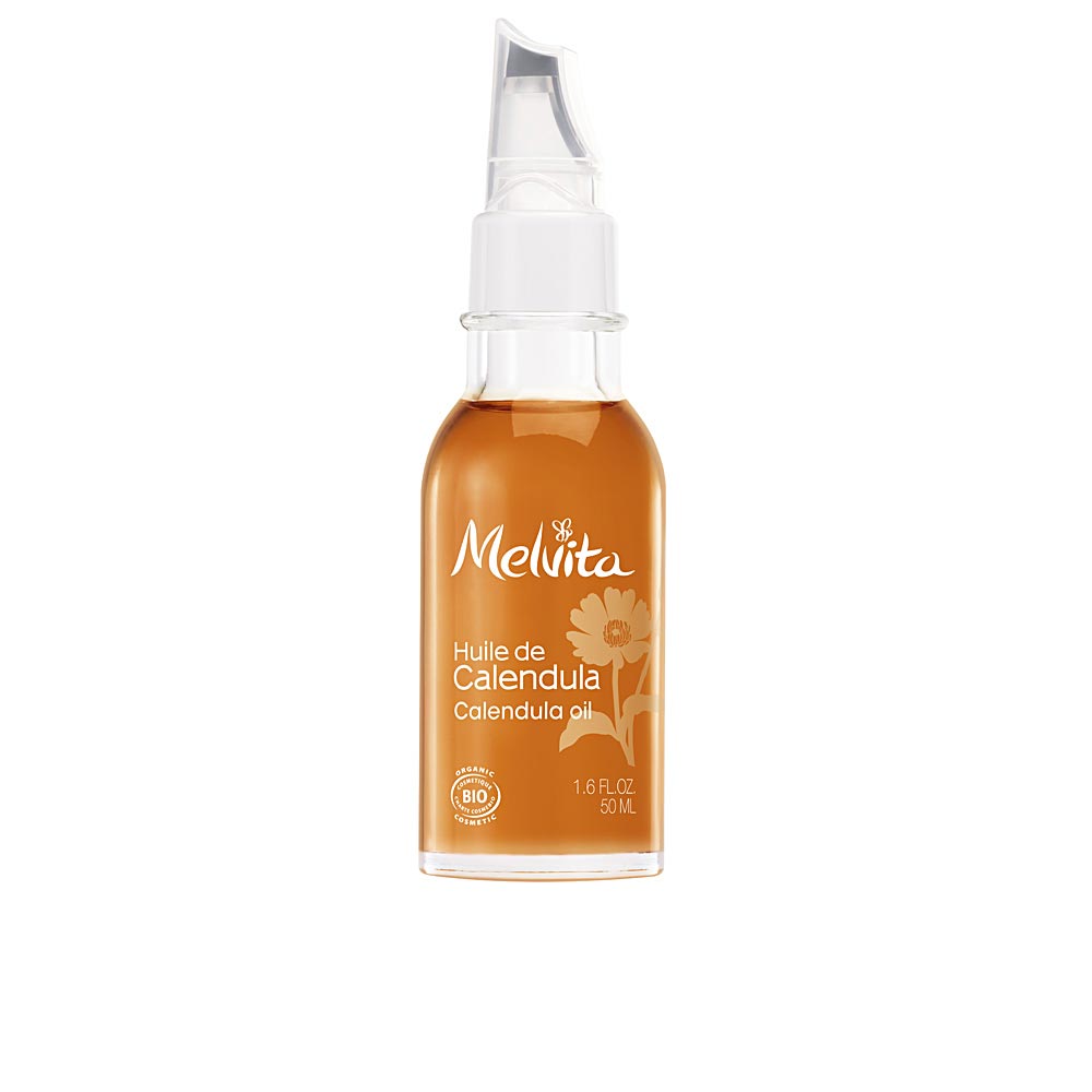 50 ml amber glass bottle of organic calendula body oil for sensitive skin