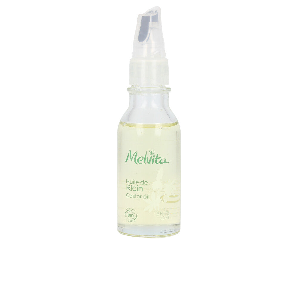 Small 50 ml amber bottle of organic castor seed oil for nails, lashes and hair