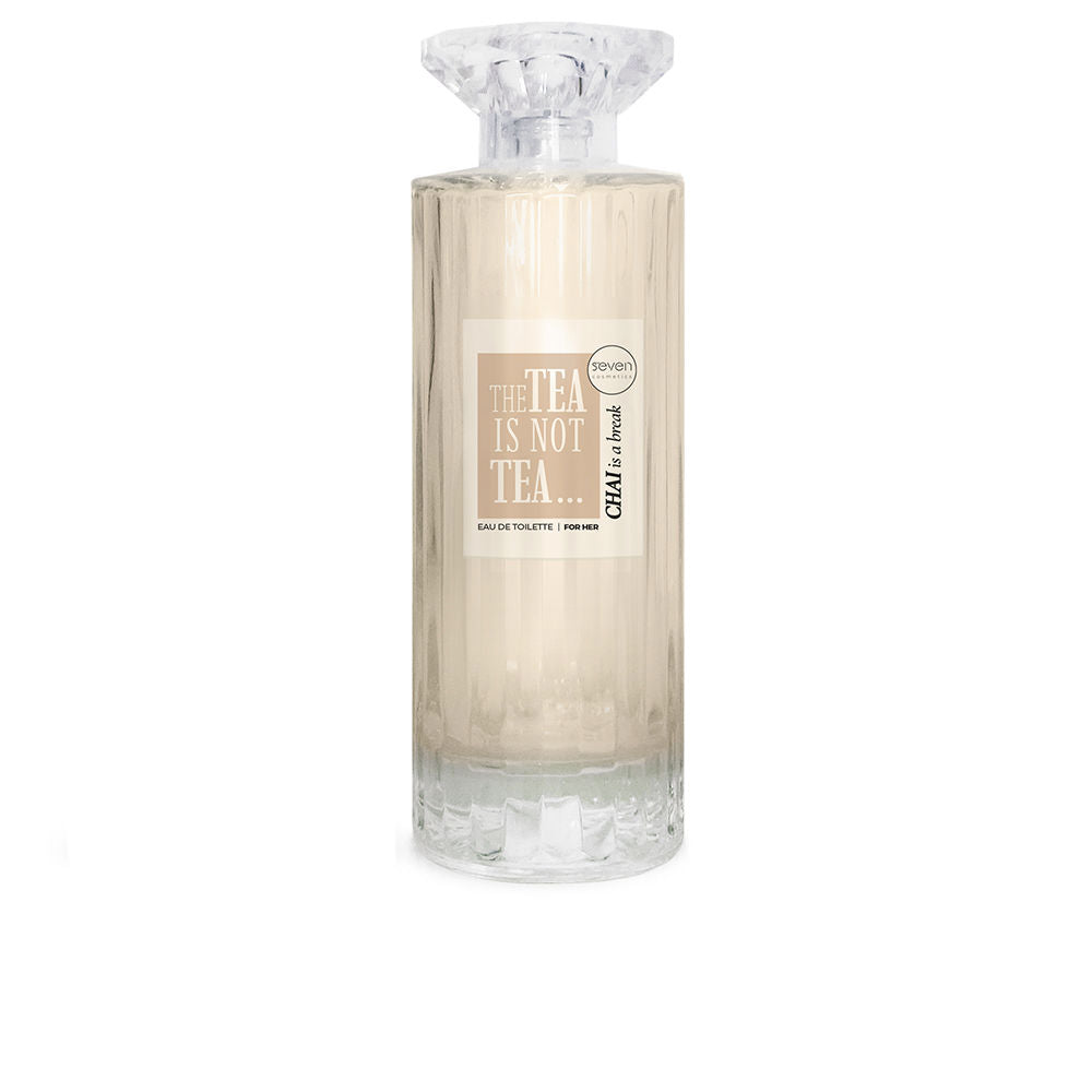 Clear perfume bottle labelled Masala Chai, 100 ml, spiced woody fragrance, Unisex