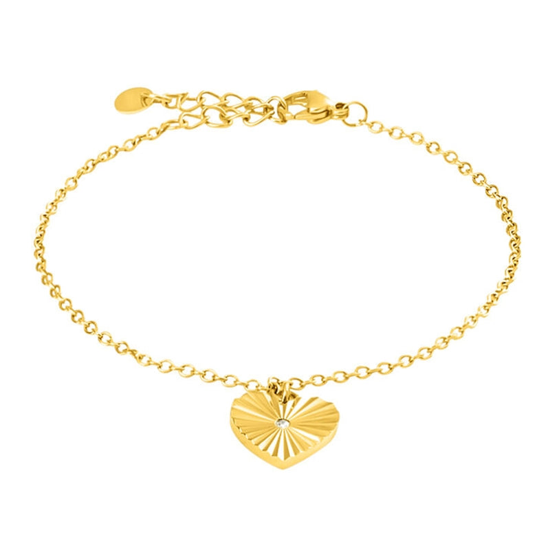 Stroili Gold Heart Bracelet: chain bracelet with heart-shaped pendant and adjustable clasp