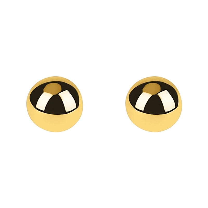 Stroili Gold Stud Earrings: close-up of polished gold stud earrings, showing posts and high-shine finish