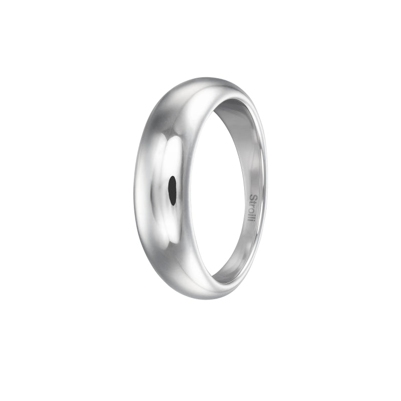Stroili Polished Dome Ring: silver polished dome ring for men, smooth high-shine surface and rounded profile