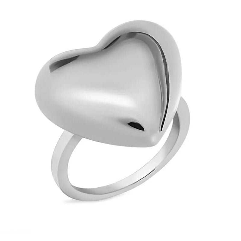 Stroili Silver Heart Ring: polished silver heart-shaped ring, angled to show band and heart motif