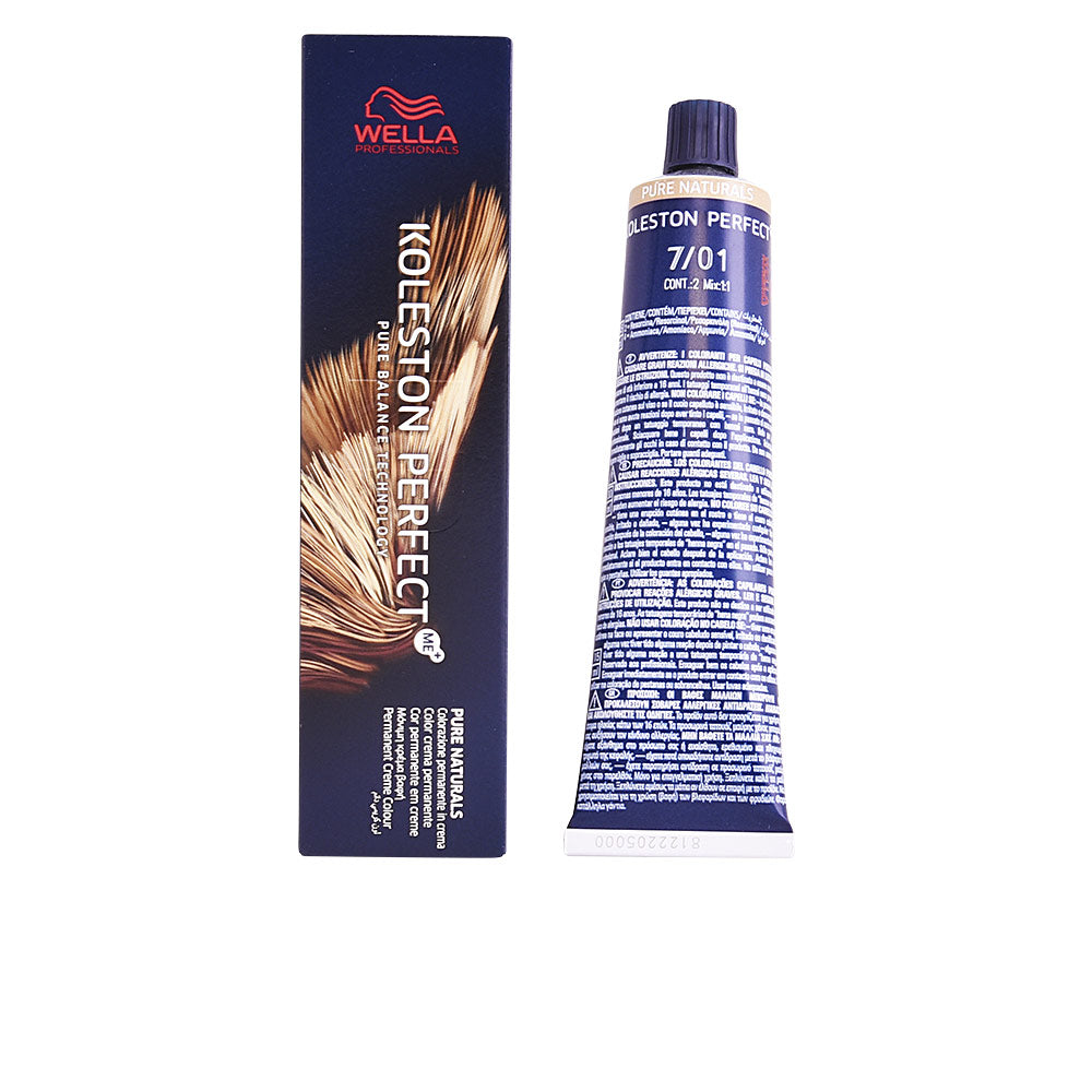 Tube of permanent cream hair colour 7/01, 60 ml, deep natural blonde